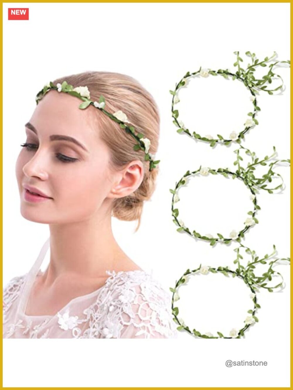 3Pc Flower Crown Headband Set Fairy Floral Hair Wreath for Women Girls Wedding